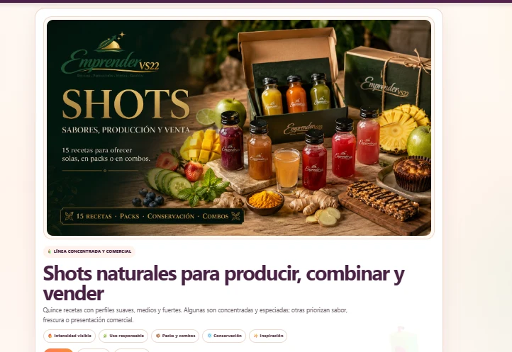 Módulo de shots naturales incluido en Emprender Snacks VS22